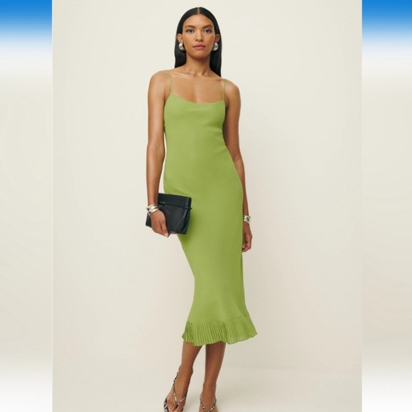Reformation Suki Dress NWT Avocado Green size 10 - Picture 3 of 3